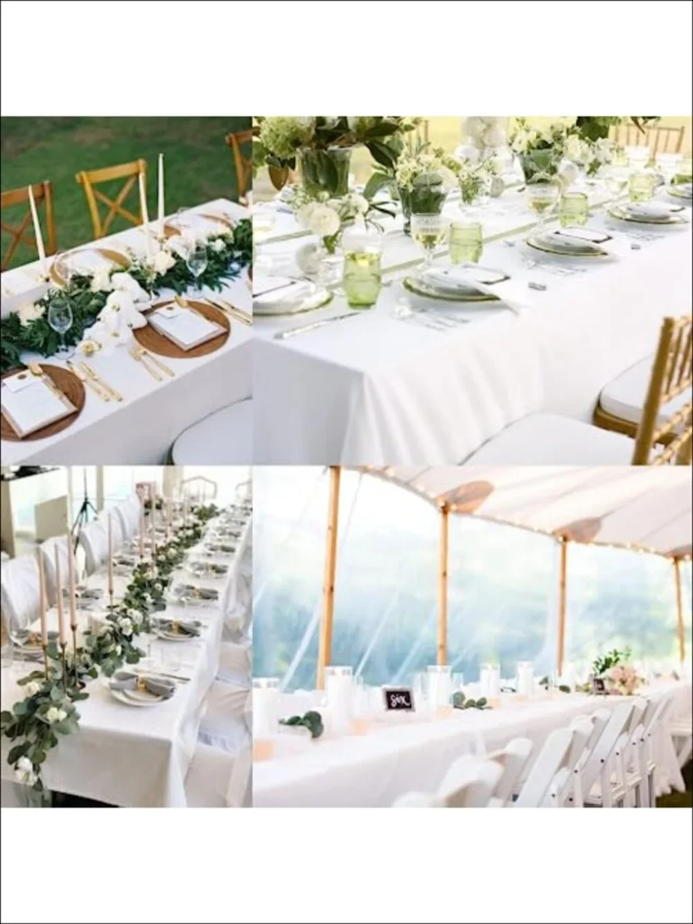 6 Pack White Table Cloth 60x102 Inch Rectangle Polyester Washable Tablecloths